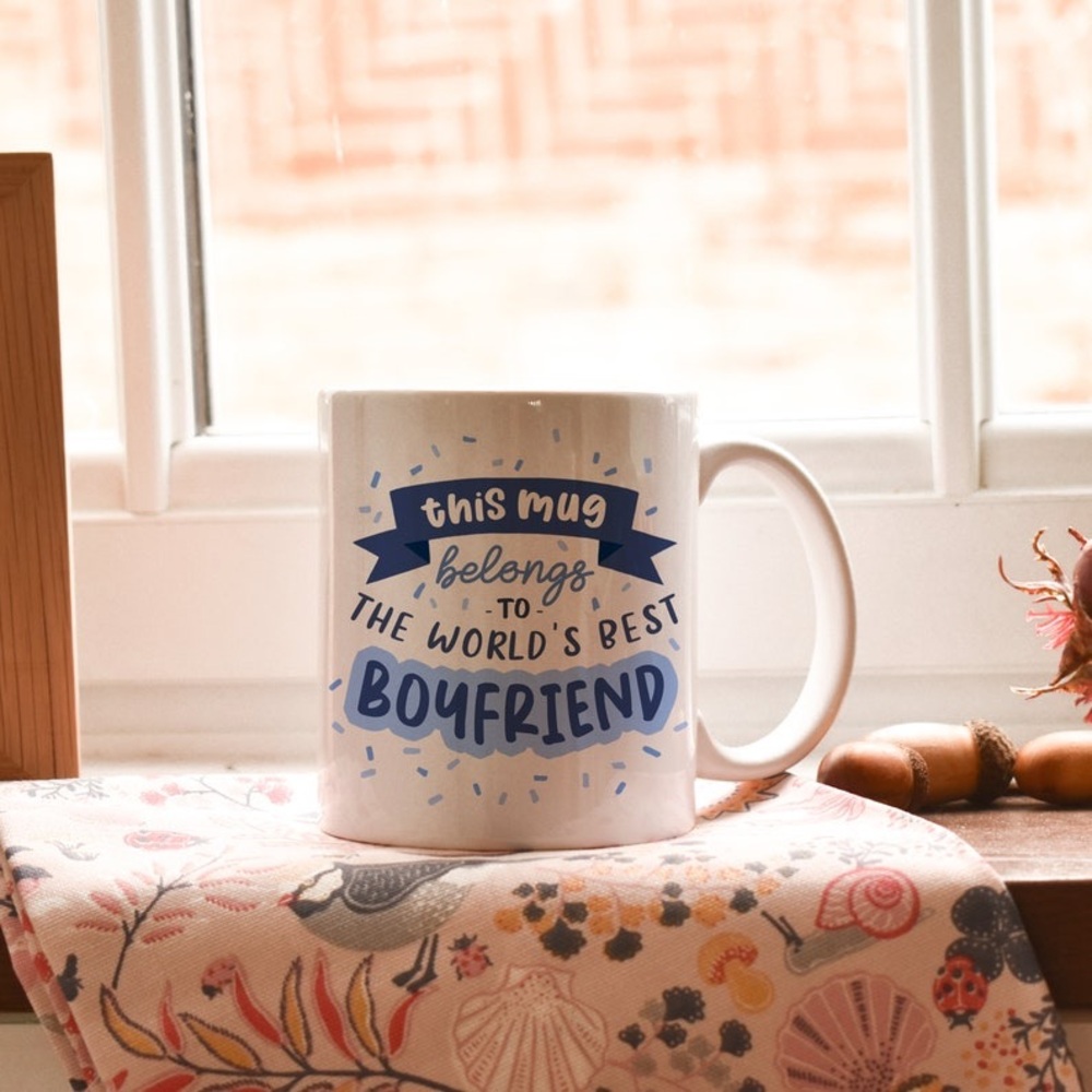 World's Best Boyfriend Mug - White and Blue